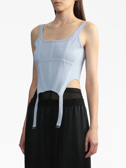 DION LEE Women 4x2 Organic Rib Combat Corset Tank Top