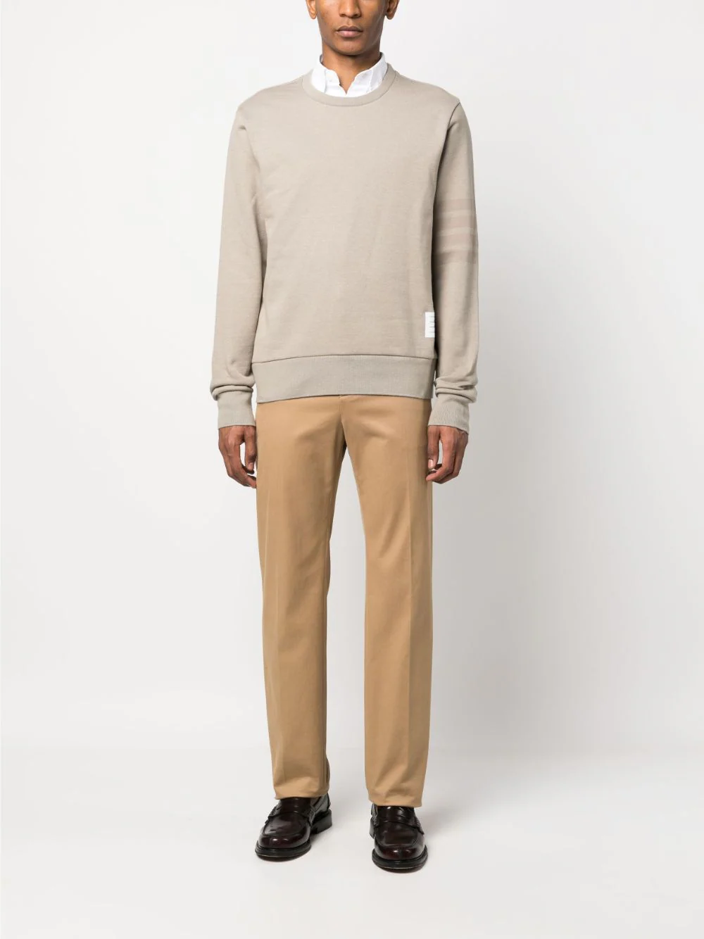 THOM BROWNE Men Tonal 4 Bar Crew Sweatshirt