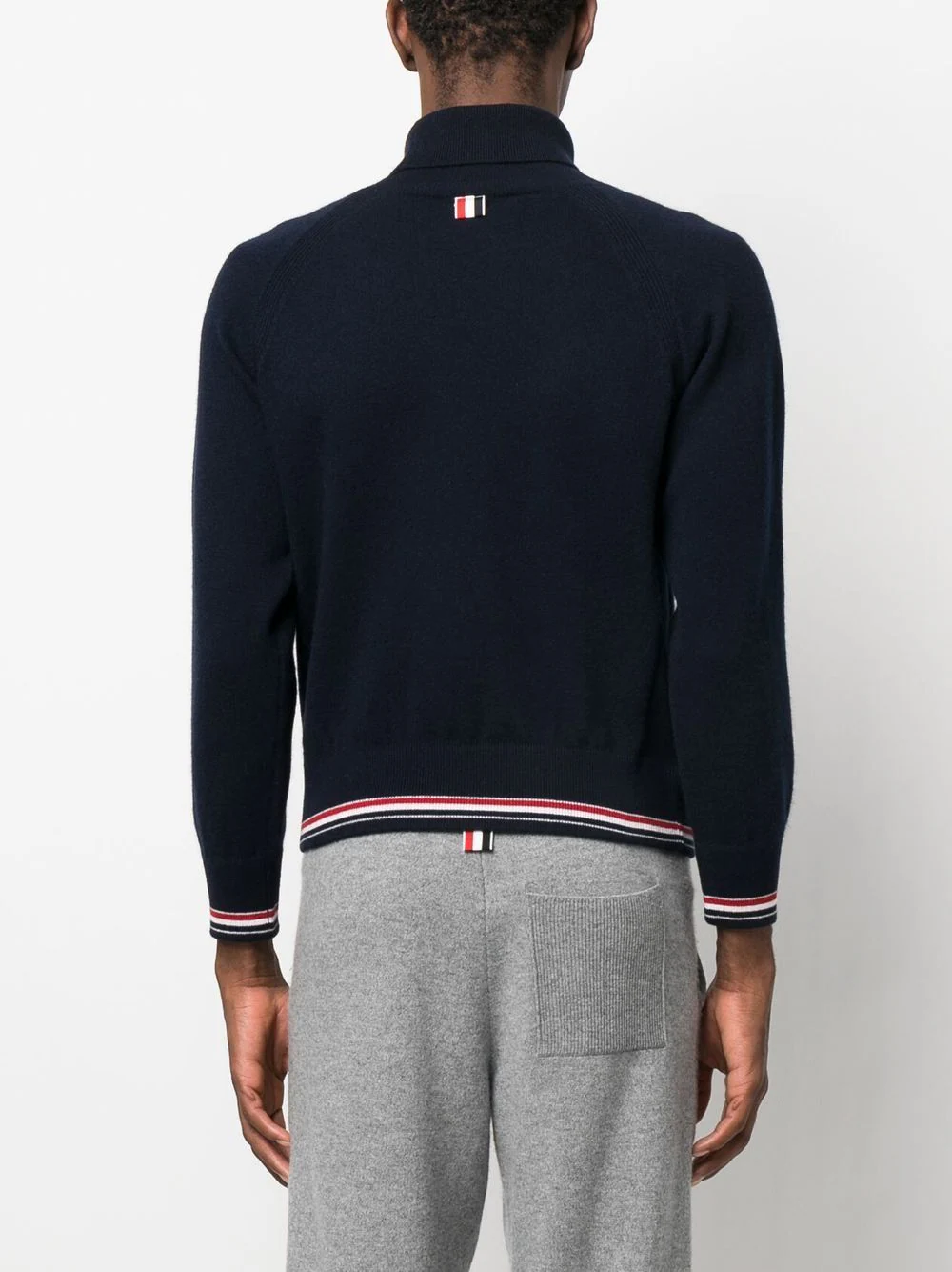 THOM BROWNE Men Cashmere Jersey Stripe Turtleneck