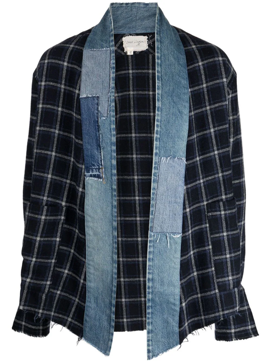 GREG LAUREN Men Navy Check GL1