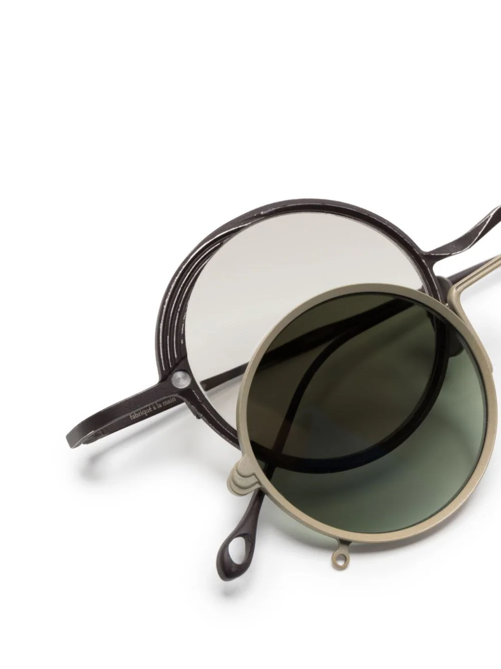 RIGARDS x ZIGGY CHEN Unisex Gray Lens in Vintage Bronze Titanium Frames w/ Green Gray Lens in Antique Gold Clip-On