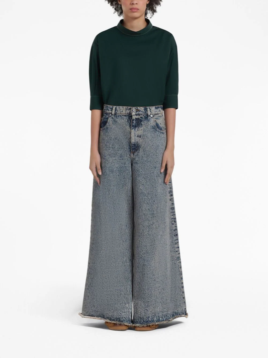 MARNI Women Flocked Denim Wide-Leg Trouser