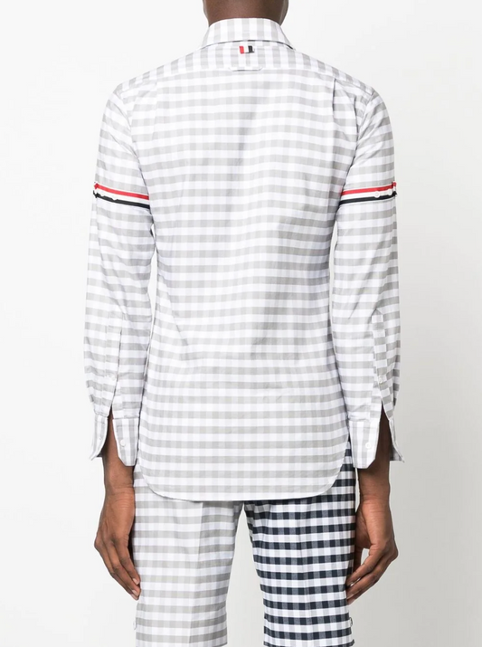 THOM BROWNE Men Classic Fit PC L/S Shirt W/ GG Armband In Gingham Check Oxford