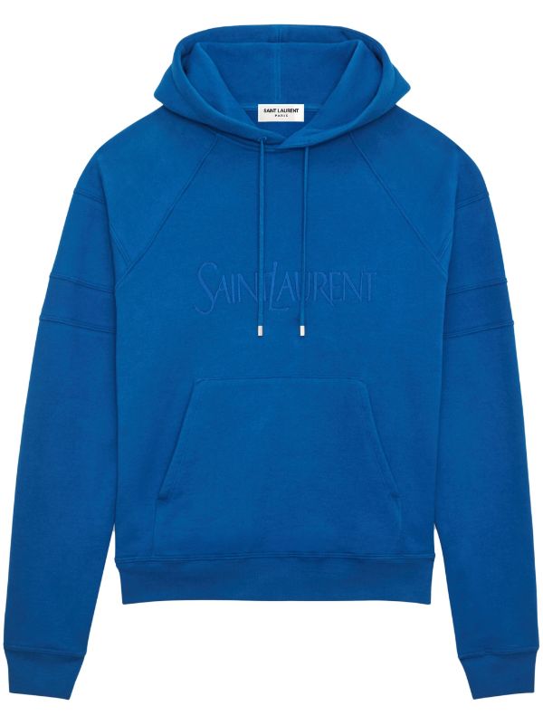 SAINT LAURENT Men Logo-embroidered Cotton Hoodie