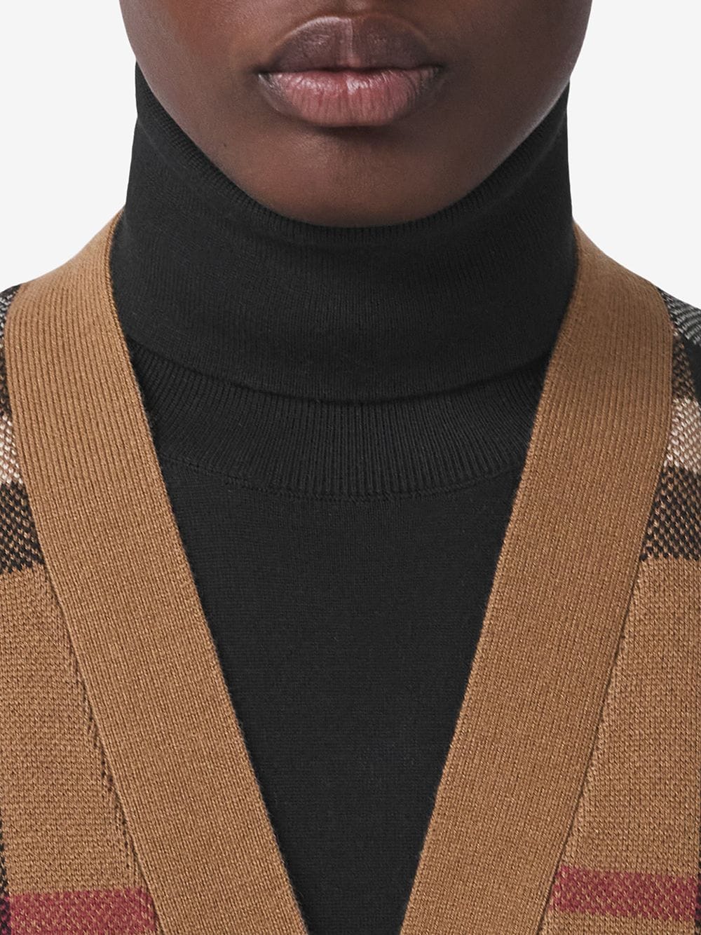 BURBERRY Women Check Wool Cashmere Cardigan