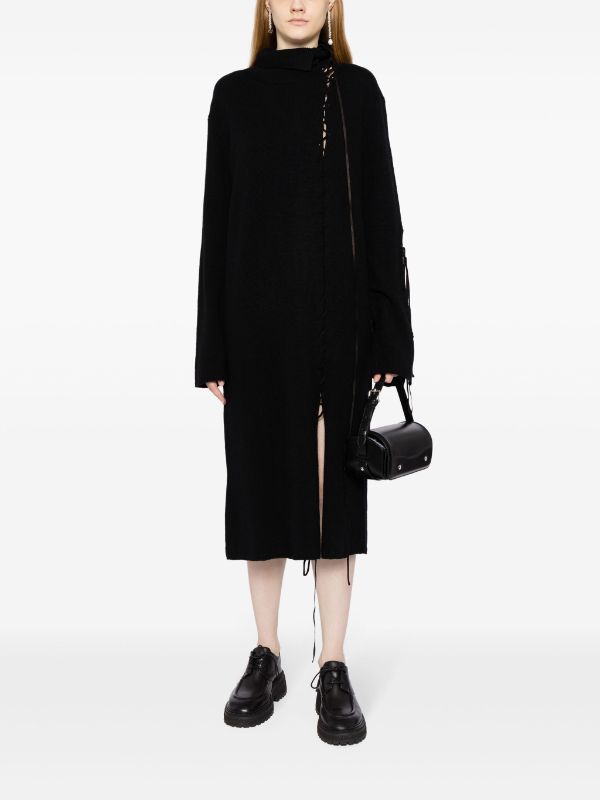 YOHJI YAMAMOTO Women Leather String Turtle Neck Dress