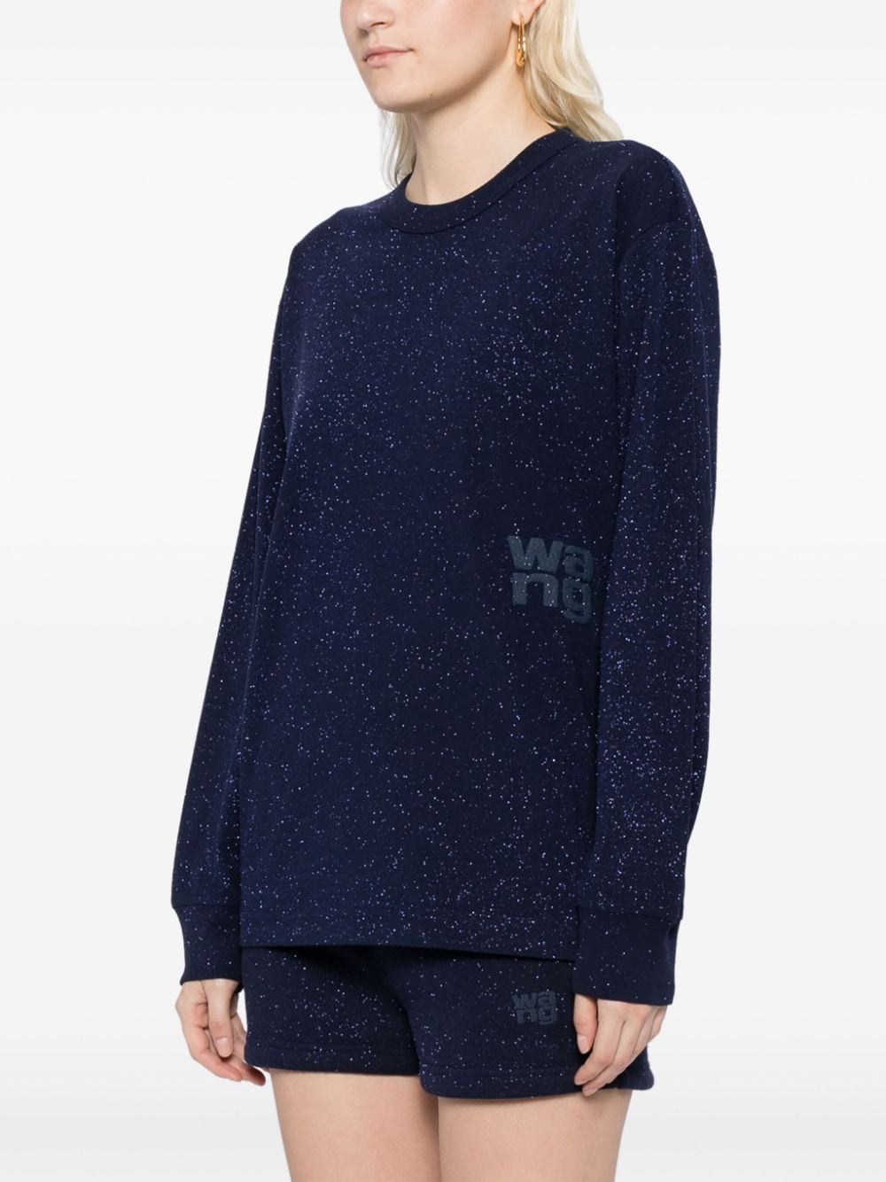 T BY ALEXANDER WANG Glitter Essential Jersey LS Tee With Puff Logo