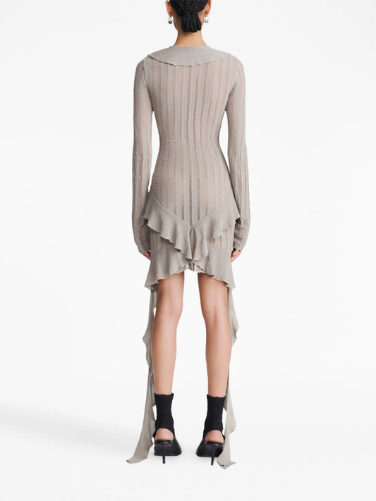 DION LEE Women Lustrate Snakeskin Ruffle Mini Dress