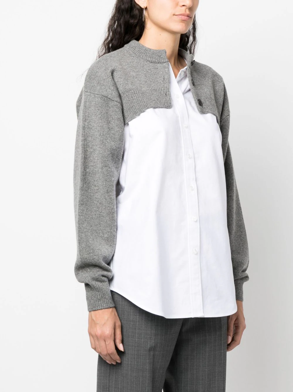 T BY ALEXANDER WANG Women Bilayer Knit Shrug With Oxford Shirting