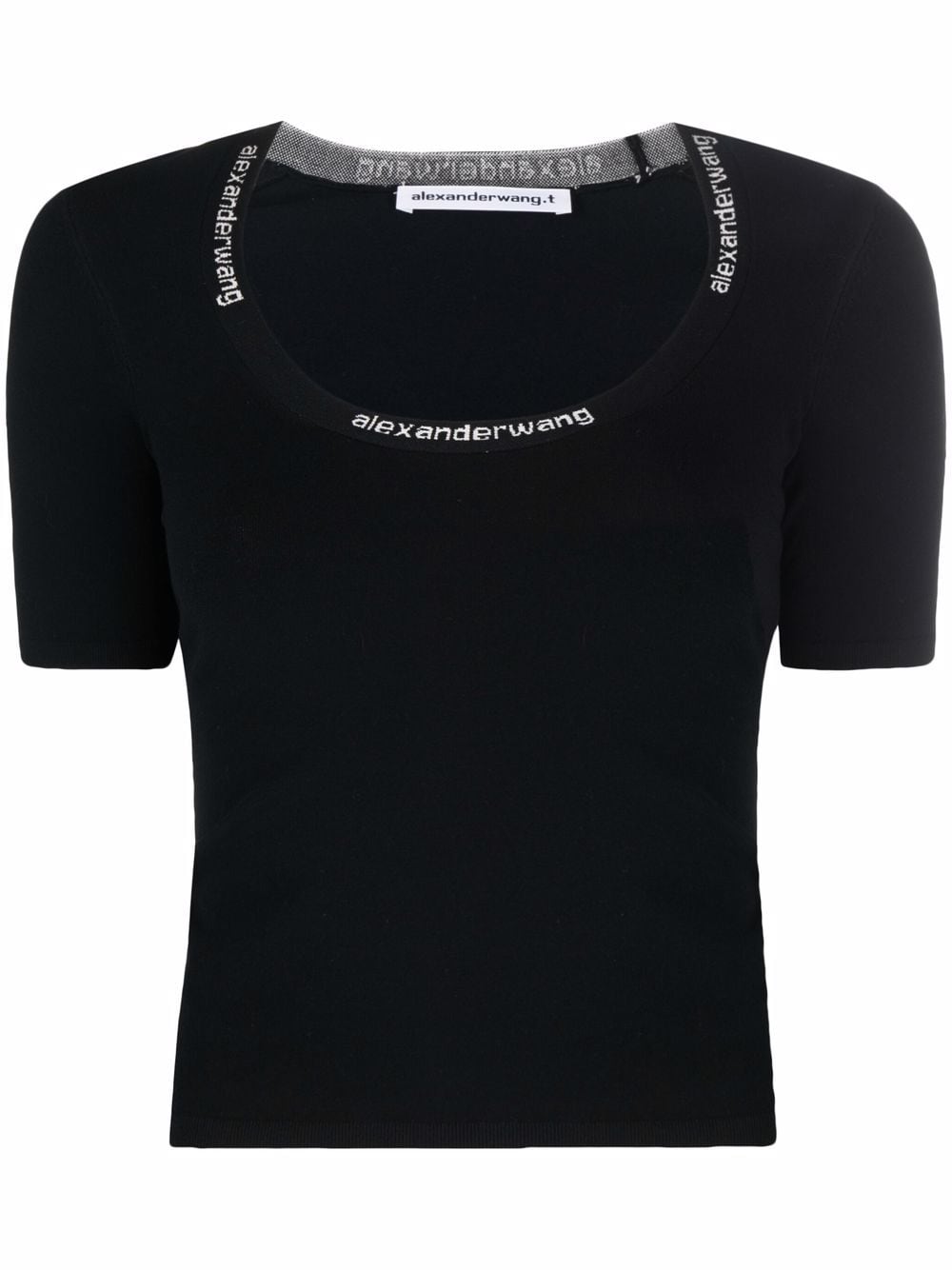 T BY ALEXANDER WANG Women Logo Jacquard Trims Bodycon S/S Tee