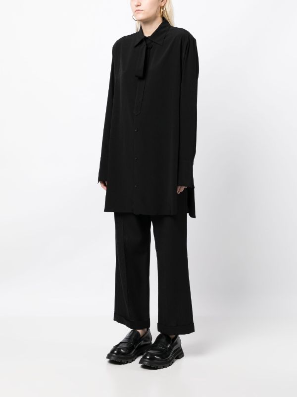 YOHJI YAMAMOTO REGULATION WOMEN R-W CUFFS STYLE BLACK SHIRT