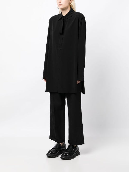 YOHJI YAMAMOTO REGULATION WOMEN R-W CUFFS STYLE BLACK SHIRT