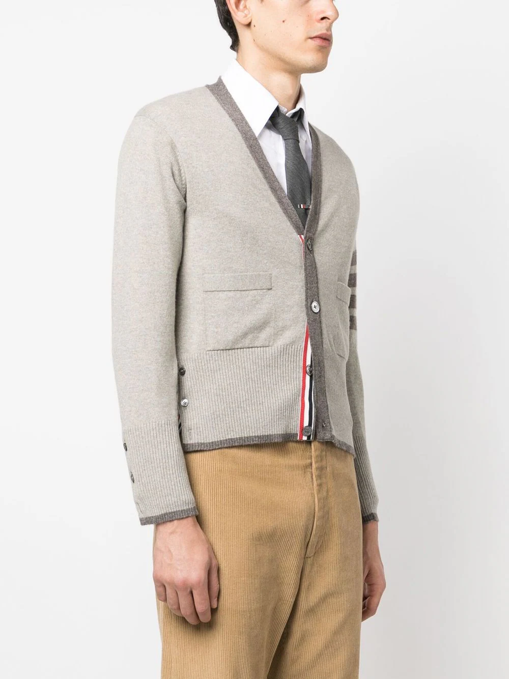 THOM BROWNE Men Classic V Neck Cashmere Cardigan