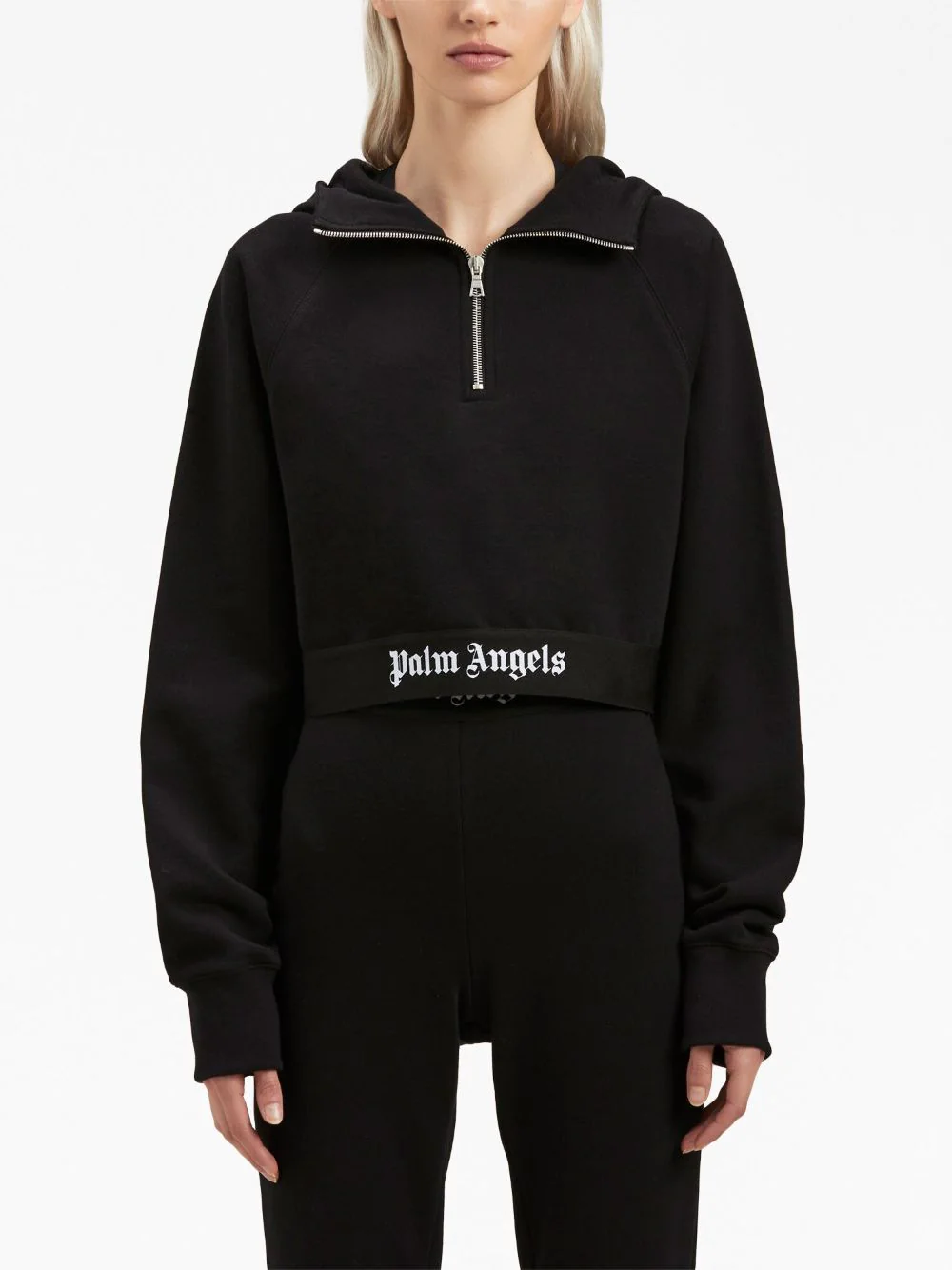 PALM ANGELS Women Logo Tape Zipped Hoodie