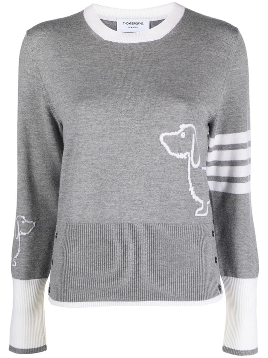 THOM BROWNE Women Hector Icon Wool 4 Bar Crewneck Pullover