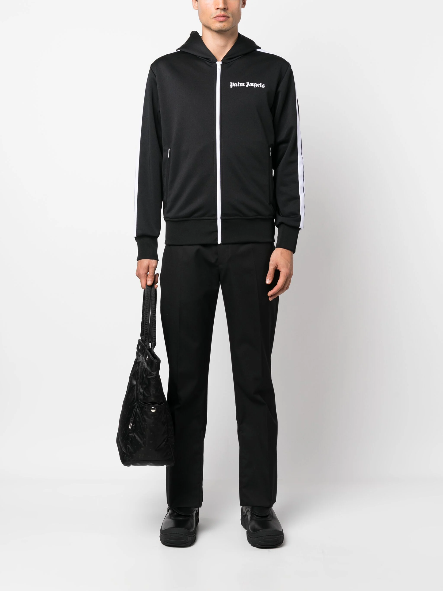 OFF-WHITE Men OW Embroidery Wool Slim Zip Pants