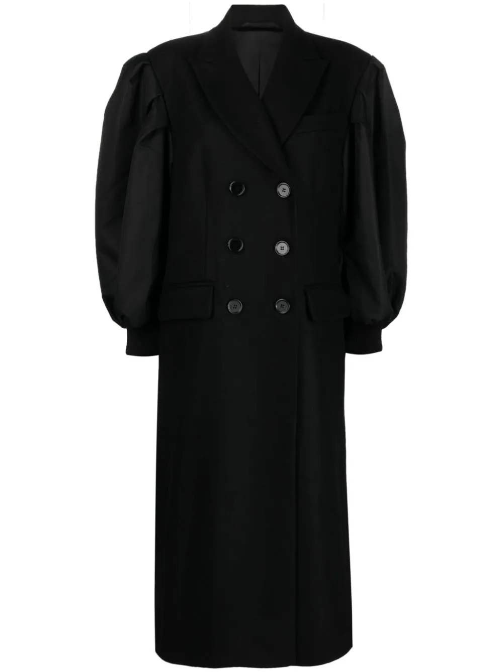 SIMONE ROCHA Women Double Breasted Coat With Bomber Satin Sleeves