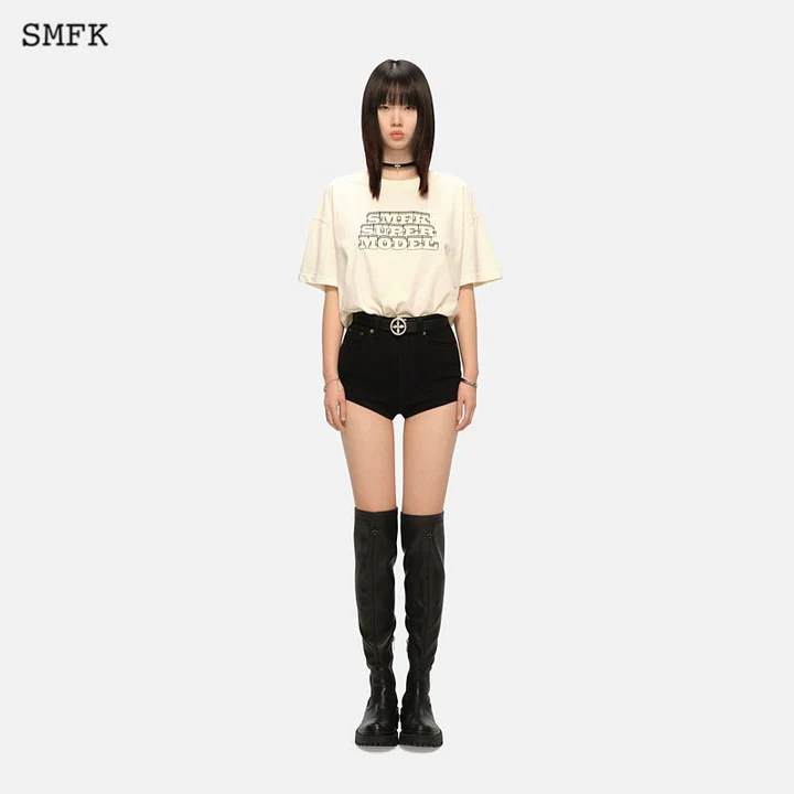 SMFK Women Oversized Model Vintage Tee