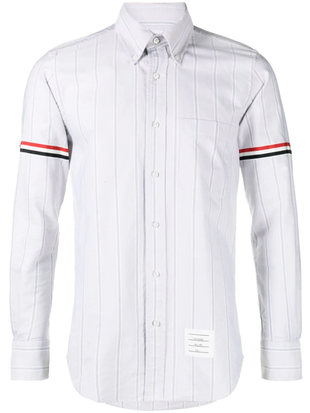 THOM BROWNE Men Straight Fit PC L/S Shirt W/GG Armband In Alternative Rep Stripe Oxford