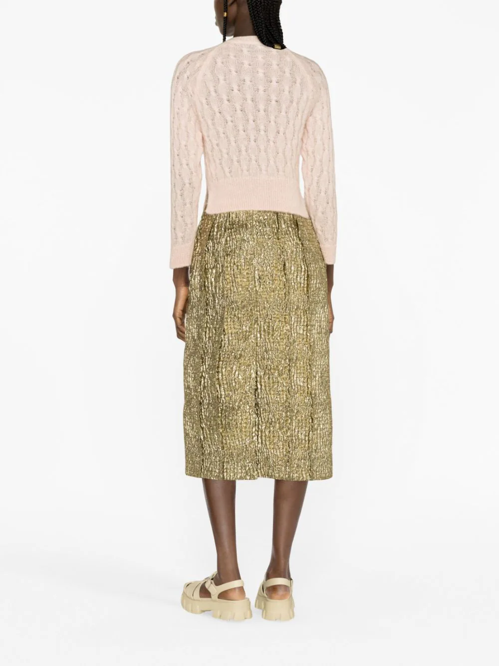 SIMONE ROCHA Women Cable Knit Long Sleeve Cardigan W/ Beading