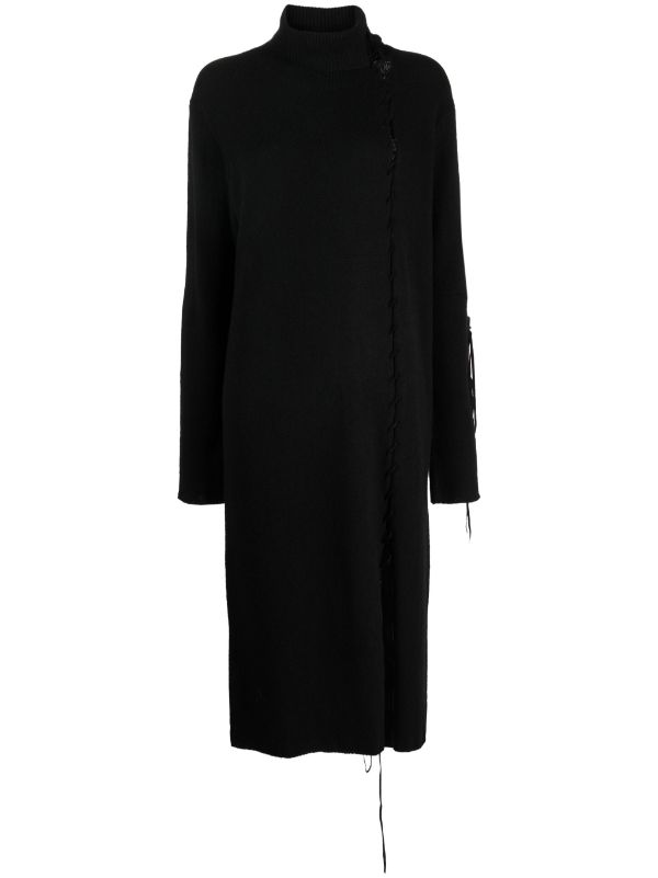 YOHJI YAMAMOTO Women Leather String Turtle Neck Dress