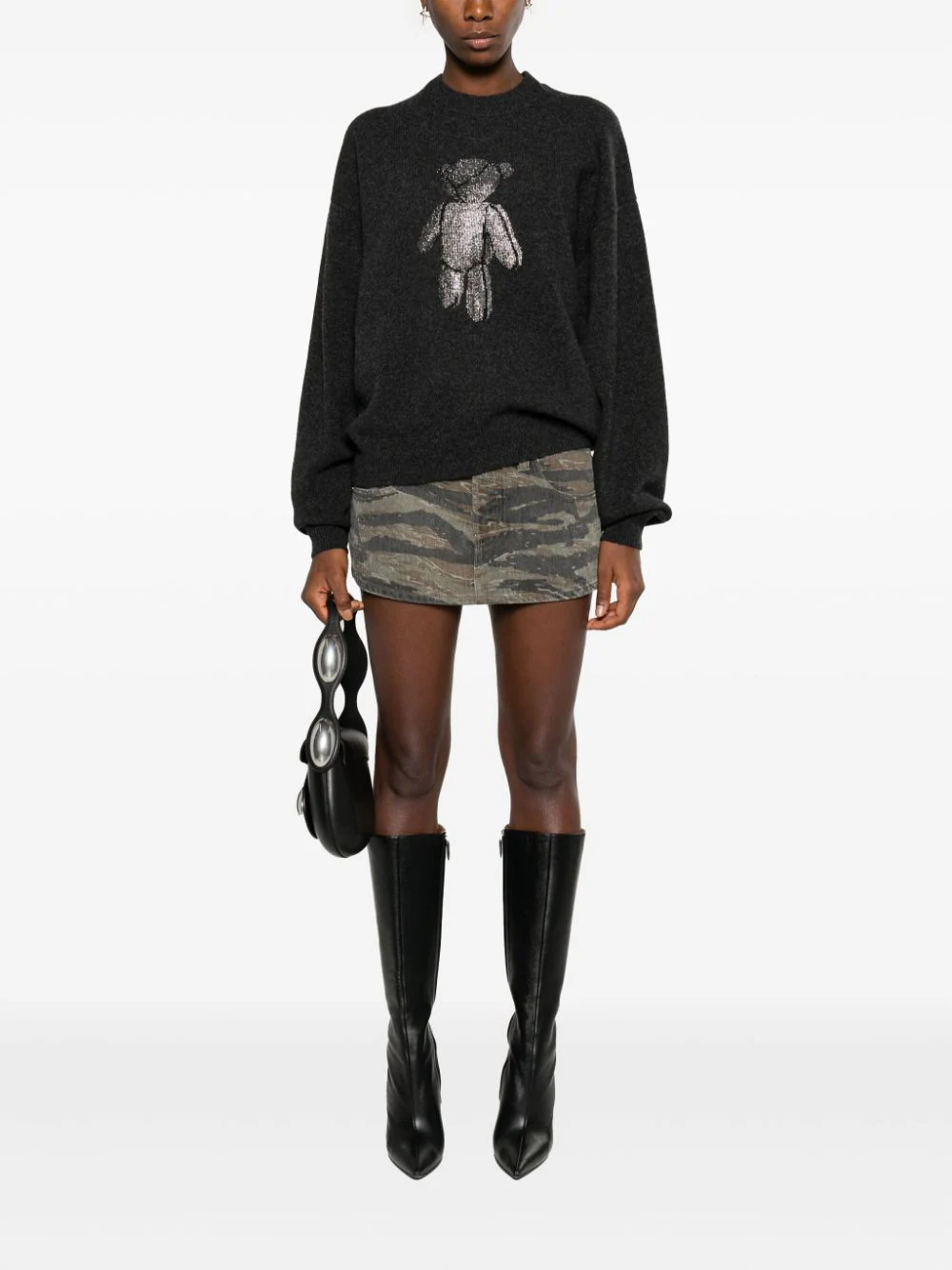 ALEXANDER WANG Women Oversized Crewneck Pullover W/ Crystal Beiress