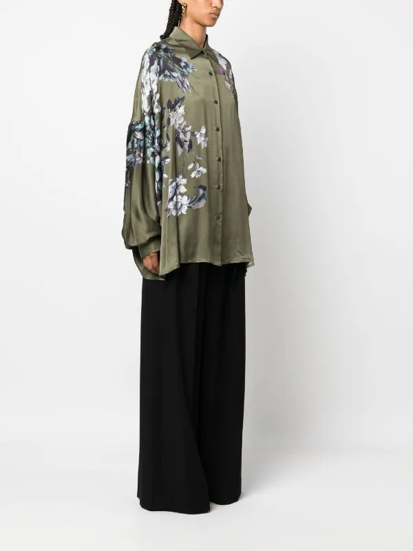 DRIES VAN NOTEN Women Casia Viscose Satin Printed With Hyrangea Bouquets Shirt