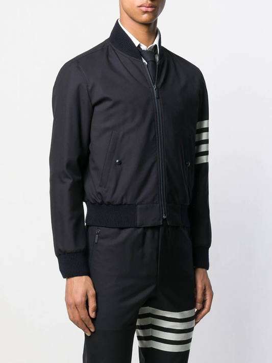 THOM BROWNE Men 4 Bar Wool Zip Bomber Jacke