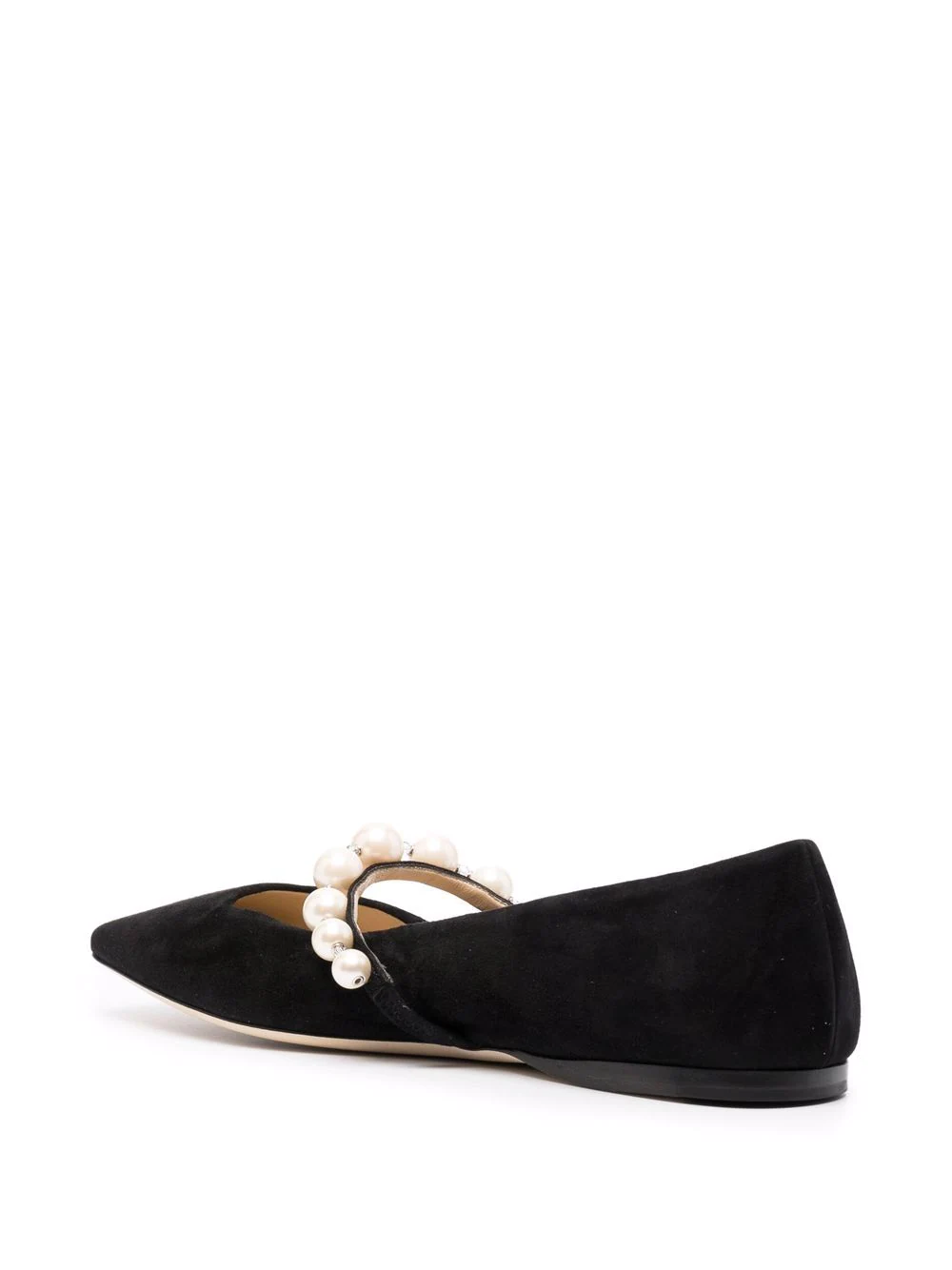 JIMMY CHOO Women Suede W/ Pearls Flat