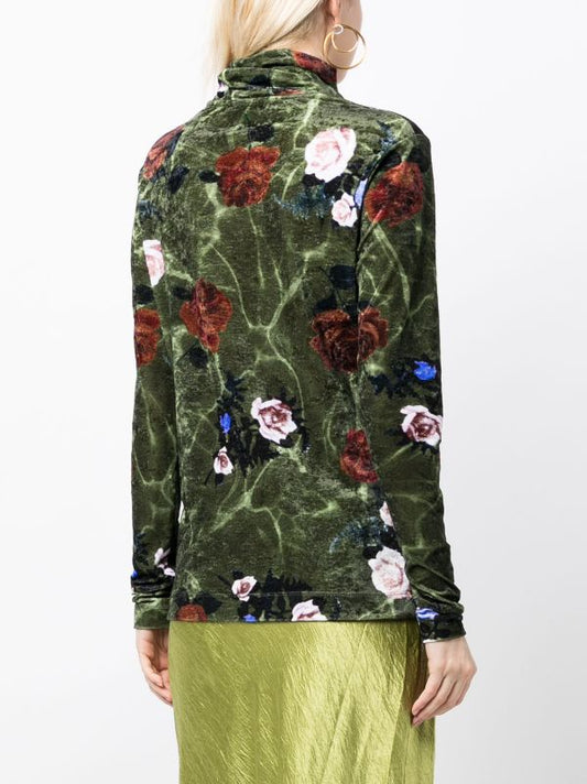 DRIES VAN NOTEN Women Polyester Stretch Velvet Rose Printed Jersey