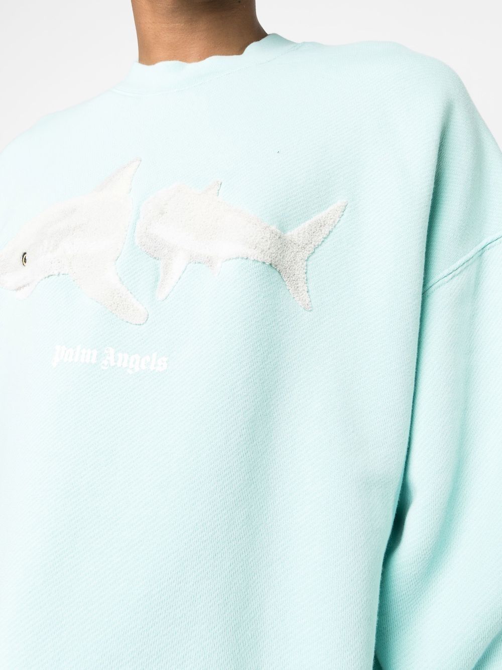 PALM ANGELS Men White Shark Crewneck