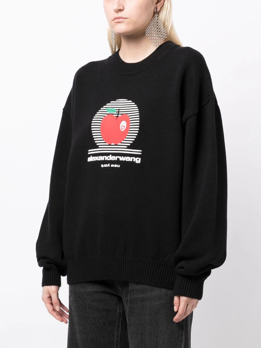 ALEXANDER WANG Women Pullover With NY Apple Puff Logo Crewneck