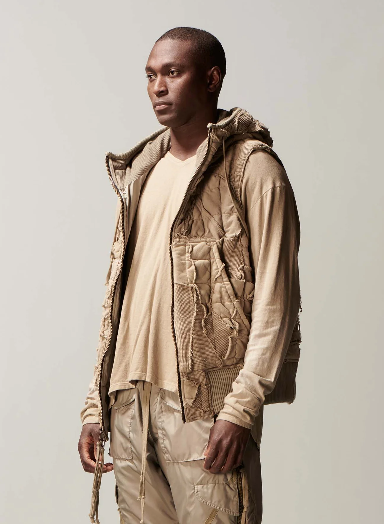 GREG LAUREN Men Army Stitchwork Vest