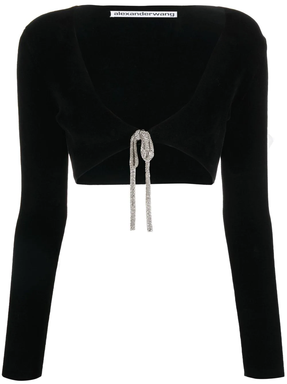 ALEXANDER WANG WOMEN V-Neck Crystal Tie Crop Cardigan