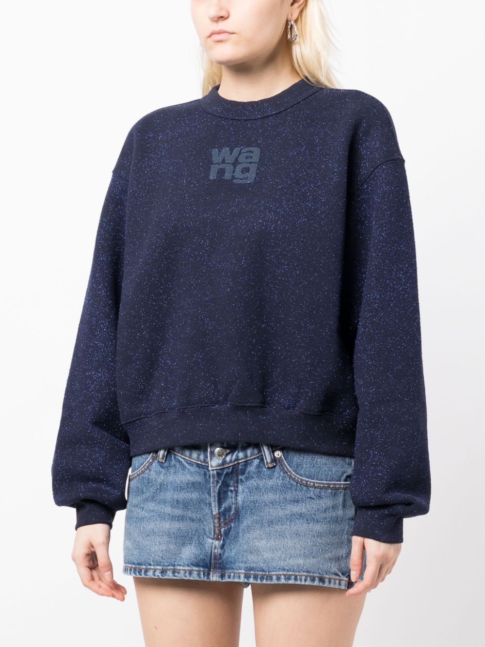 T by ALEXANDER WANG Women Glitter Essential Terry Sweatshirt With Puff Logo