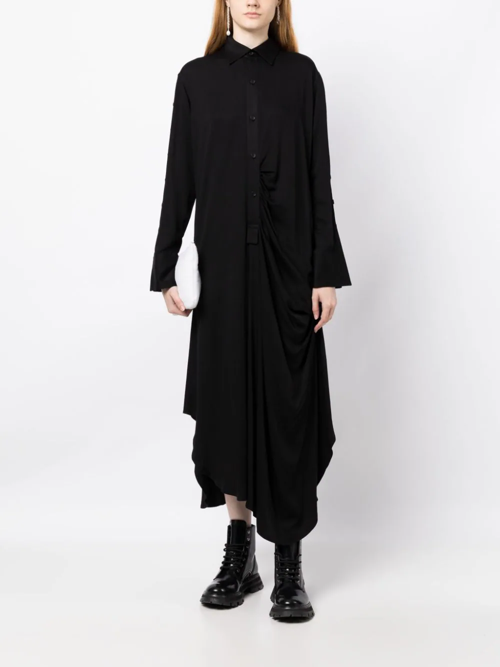 YOHJI YAMAMOTO Women Backside Draped Shirt Dress