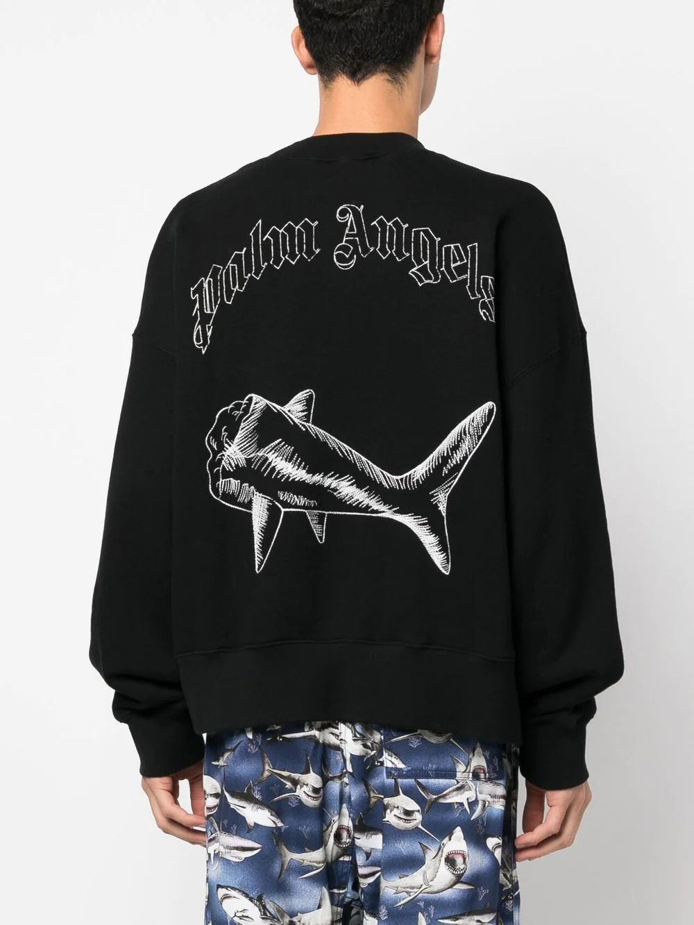 PALM ANGELS MEN SPLIT SHARK CREWNECK