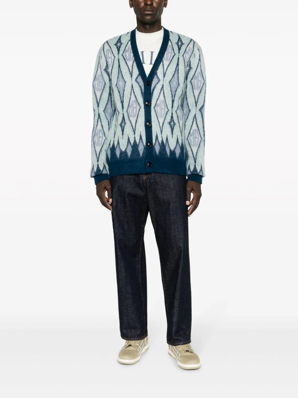 AMIRI Men Argyle Mohair Cardigan