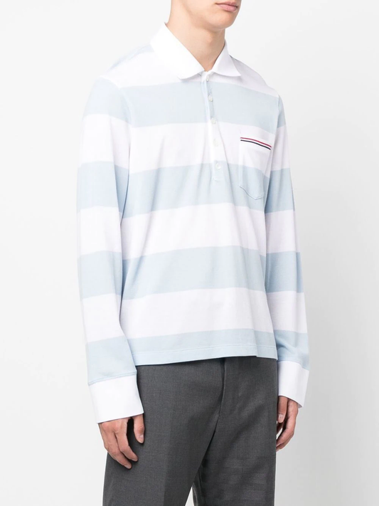 THOM BROWNE Men Striped Pocket LS Rugby Shirt