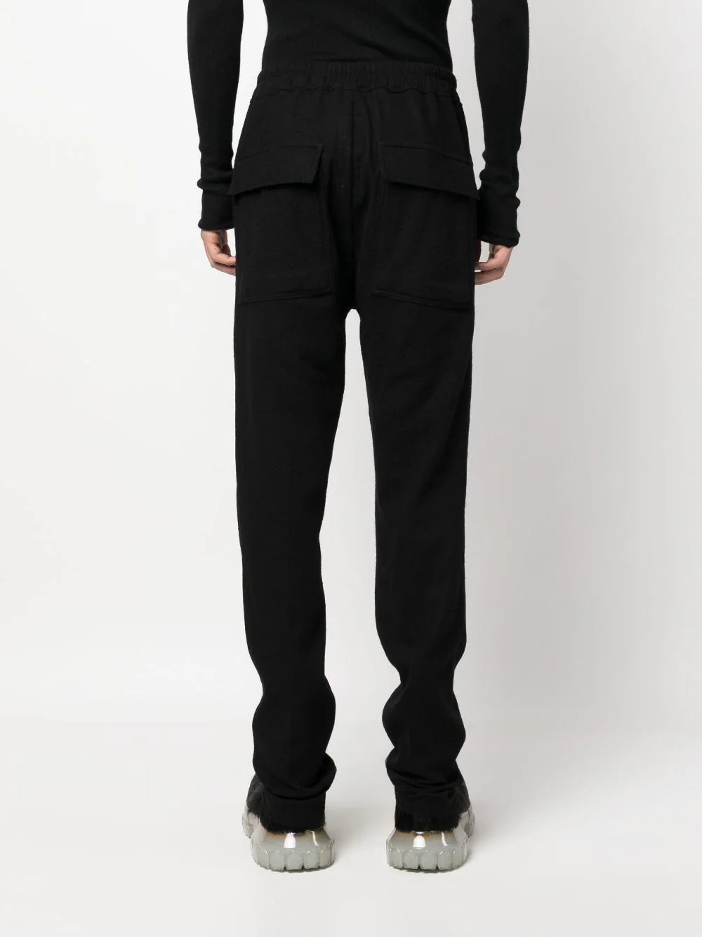 RICK OWENS Men Soft Wool Flannel Drawstring Slim Long Pants