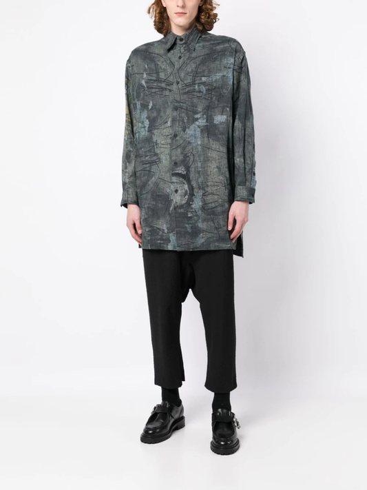 YOHJI YAMAMOTO POUR HOMME O-ASAKURA RIGHT COLLAR DOUBLED SHIRT