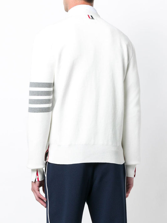 THOM BROWNE Men Milano Stitch 4 Bar Cotton V-Neck Cardigan