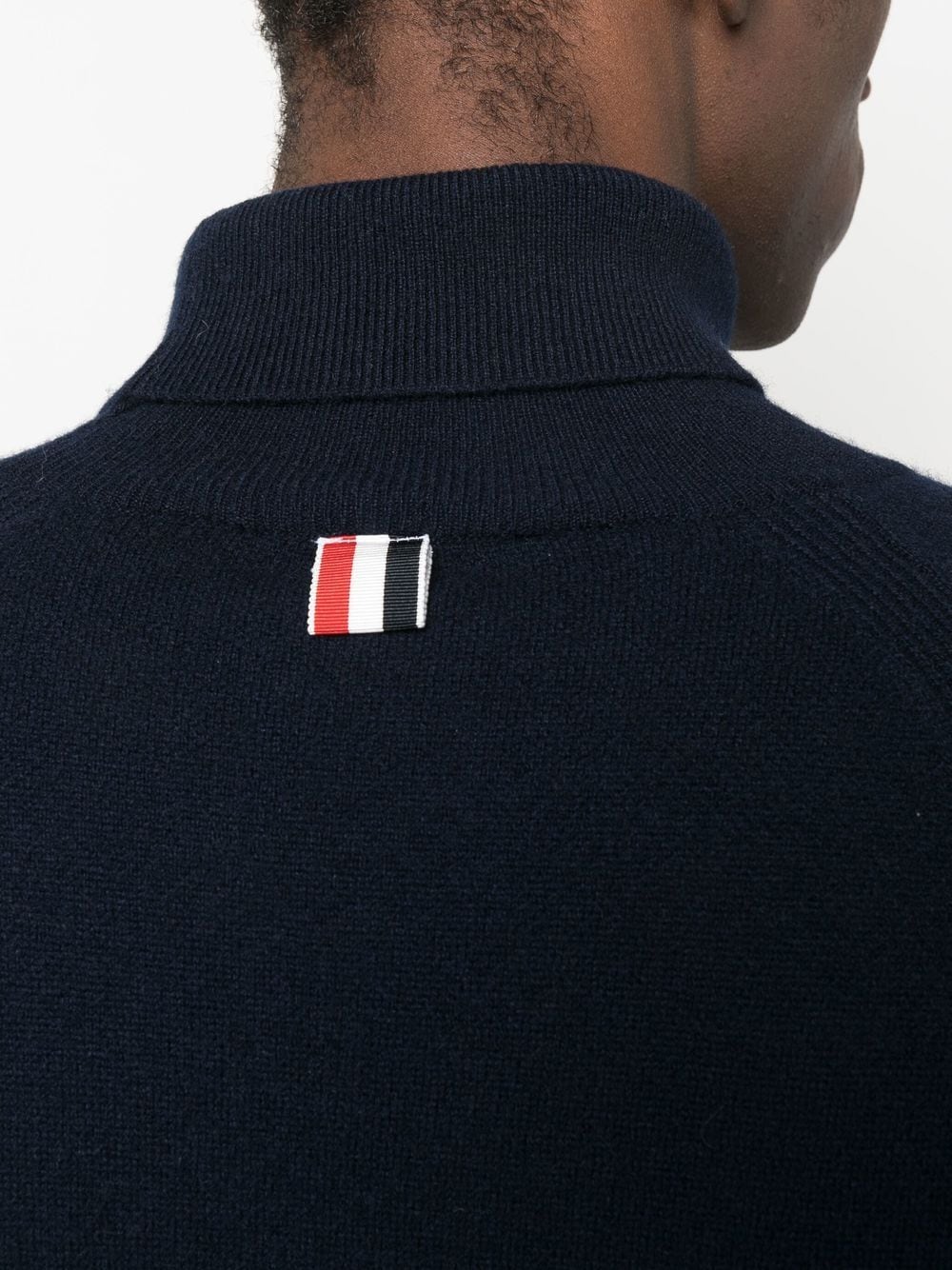 THOM BROWNE Men Cashmere Jersey Stripe Turtleneck