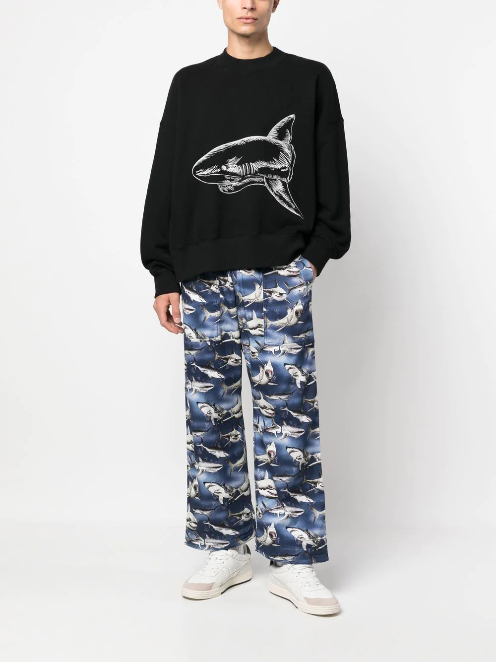 PALM ANGELS MEN SPLIT SHARK CREWNECK