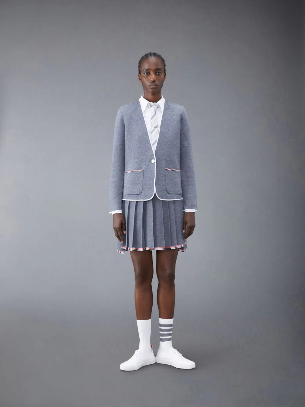 THOM BROWNE Women Full Needle Pleated Merino Wool Mini Skirt