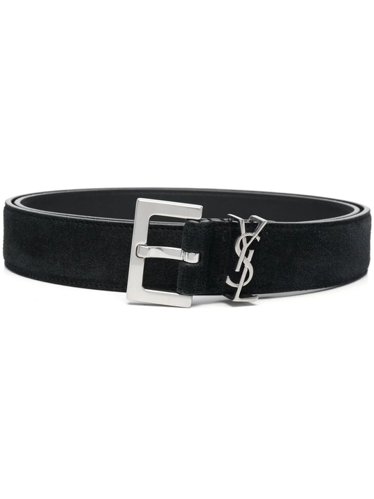 SAINT LAURENT Cassandre Suede Leather Belt