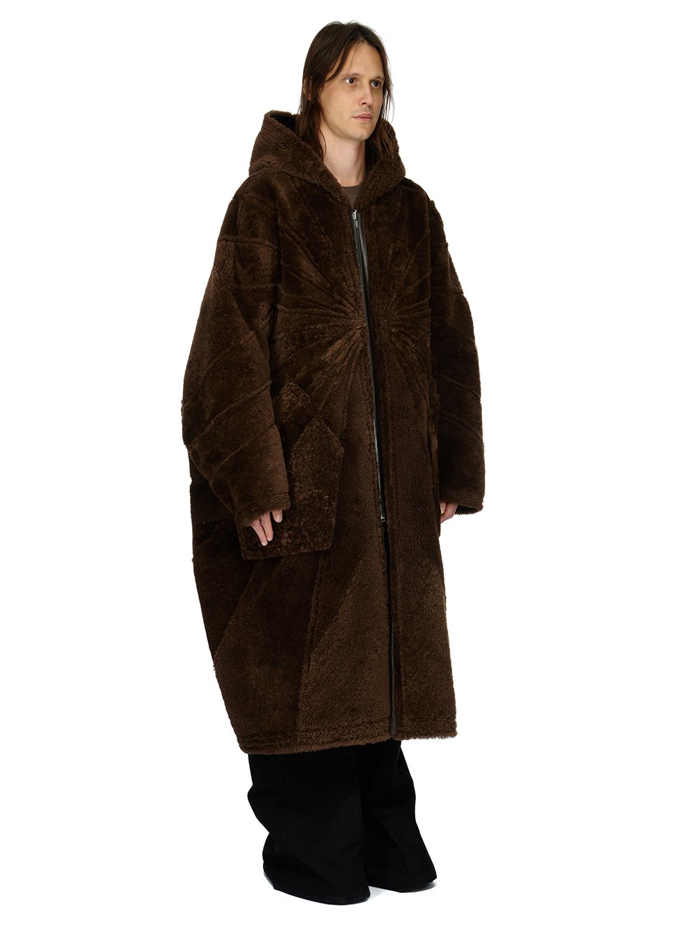 RICK OWENS Men Runway Jumbo Peter Lamb Shearling Radiance Pea