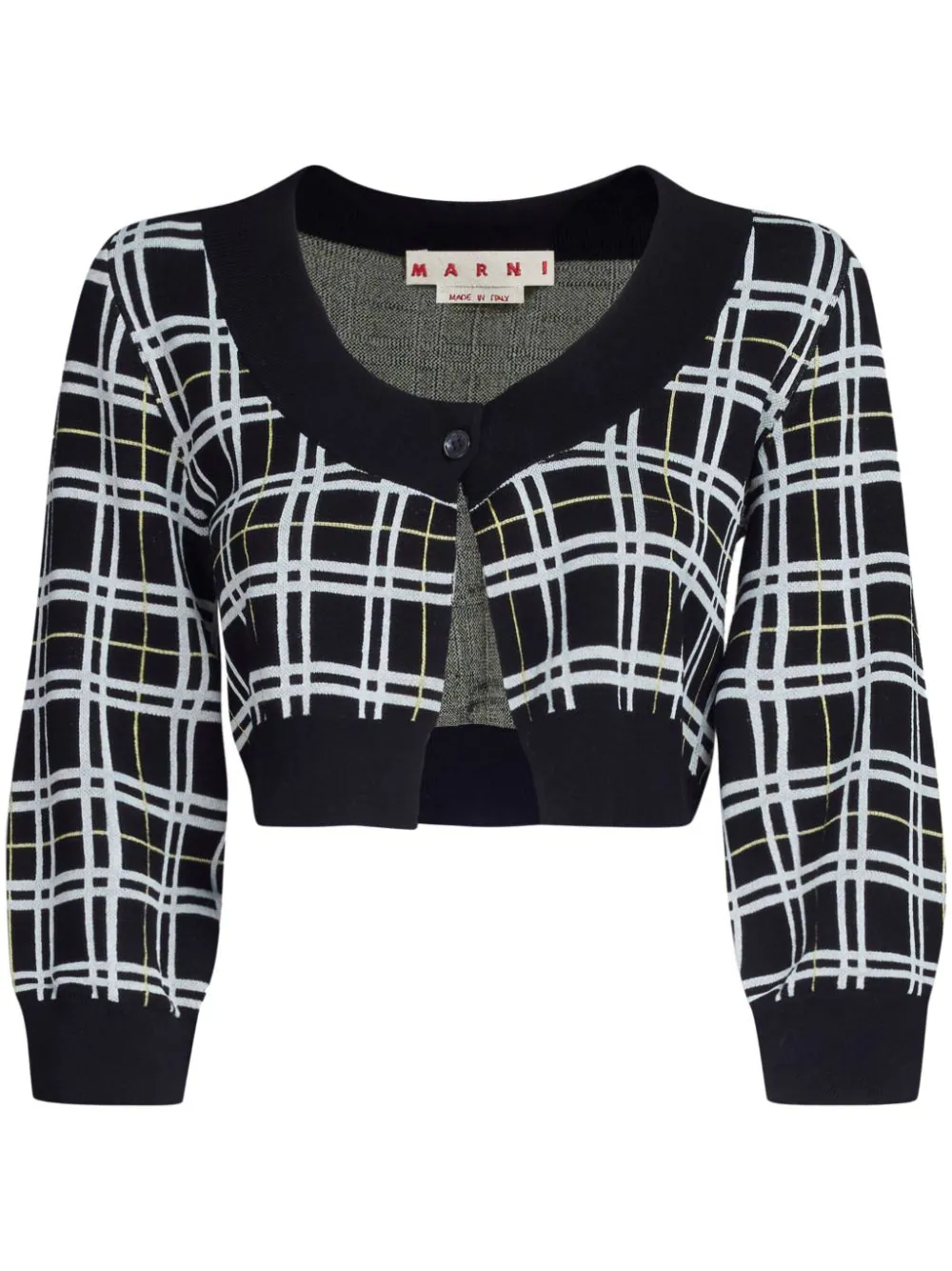 MARNI Women Cropped Plaid Cardigan