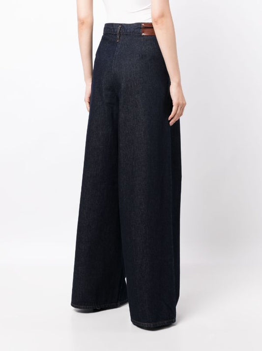 DRIES VAN NOTEN Women Pleated Indigo Washed Denim Pants