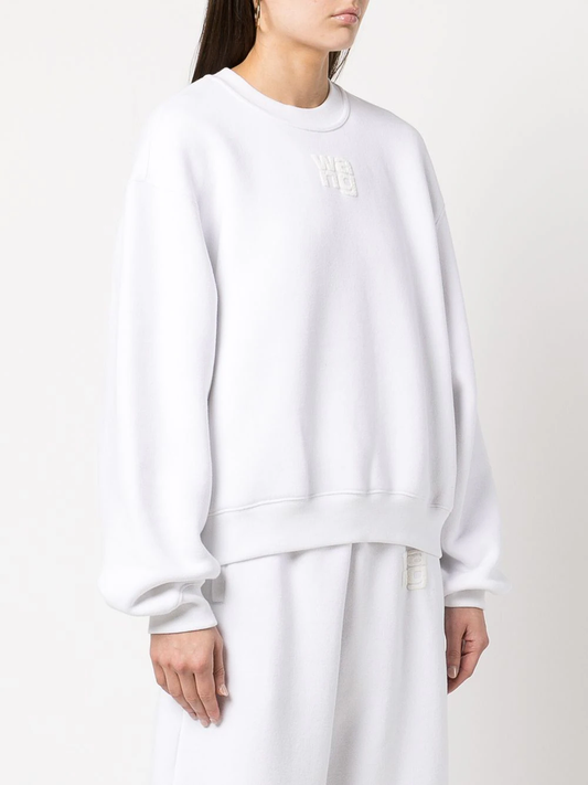 T BY ALEXANDER WANG Women Essential Terry Crewneck Sweatshirt W/ PAUFF Paint Logo